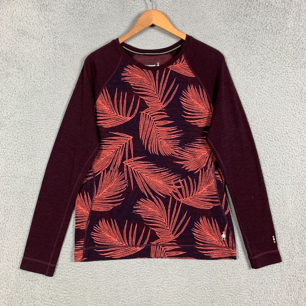 Smartwool Merino 250 Base Layer Womens XL Sunset Coral Palm Classic Thermal Crew - Picture 2 of 10